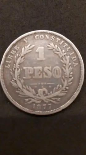 1 Peso Urugayo 1877 Em Prata Moeda De Coleção