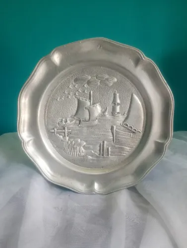 Prato de parede decorativo em alumínio - " Caravelas "<br>