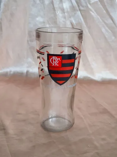 copo do flamengo em vidro antigo 2002 oficial tricampeão futebol colecionador figurinha