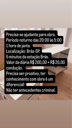 Vaga de ajudante de obras 