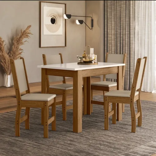 Mesa de Jantar Bellagio Poliman 04 Cadeiras - Entrega Imediata;