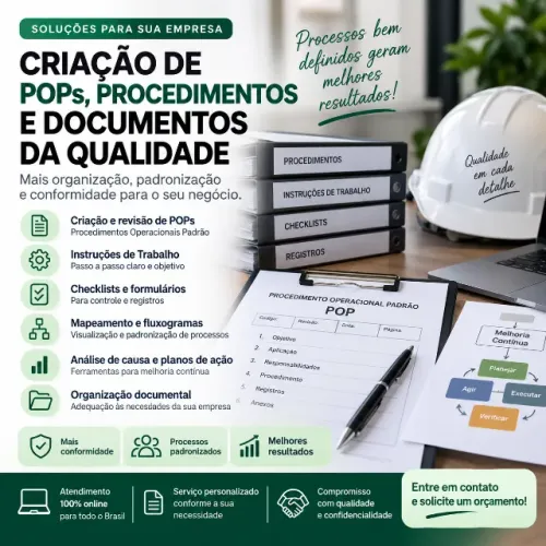 Criação de POPs, Procedimentos e Documentos da Qualidade