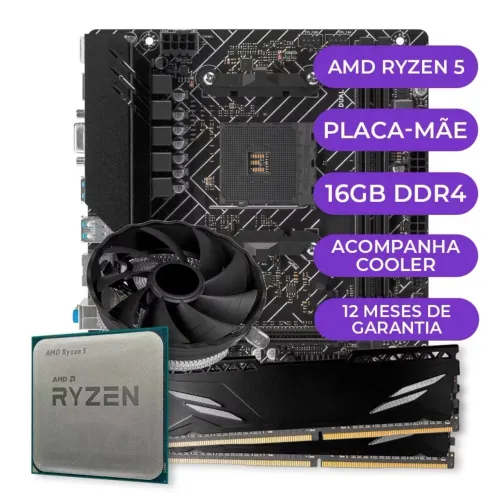 Kit Upgrade Gamer, Processador AMD Ryzen 5 5600GT, PLACA MÃE AM4, 16GB DDR4