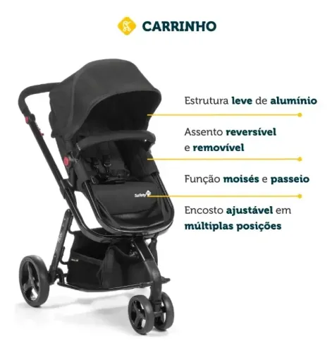 Carrinho de Bebê Safety 1st Mobi + Bebê Conforto One Safe