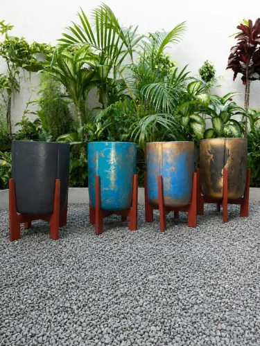 Vasos jarros suporte de madeira