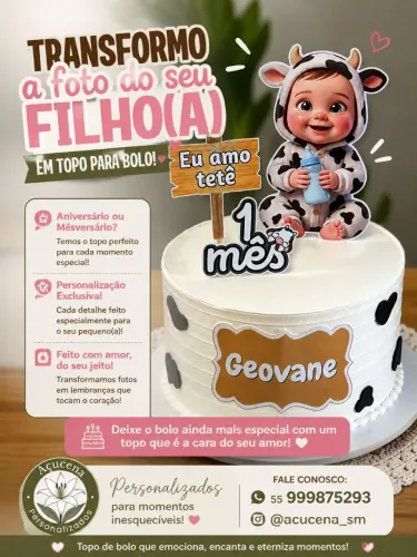 Topo de Bolo Personalizado