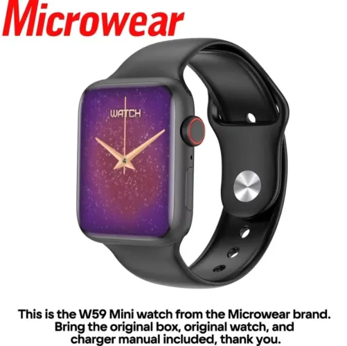 Relógio smartwatch W59 mini preto, pouco de usado, completo com carregador