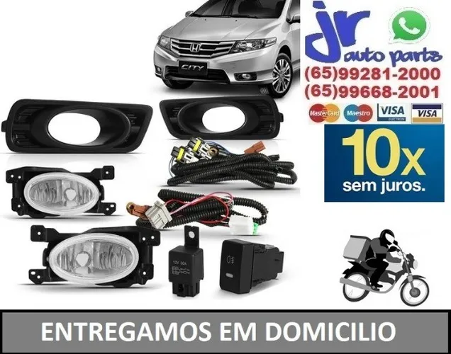 Kit Farol de Milha Honda City 12 13 14 Botão Similar ao Original