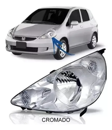 Farol Honda Fit Cromado 2003 2004 2005 06 2007 2008 Esquerdo