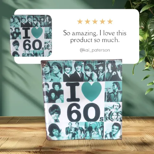 Placa em metal decorativa mod. Vintage/eu amo anos 60