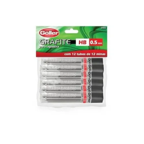 Grafite Para Lapiseira Hb 0.5mm Com 12 Tubos Na Solapa