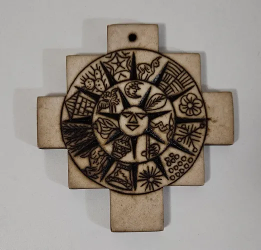 Mandala de Cerâmica Boliviana Decoração 
