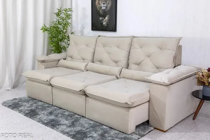 Sofá Retrátil Reclinável 2.70m Soft Pillow Top rf544