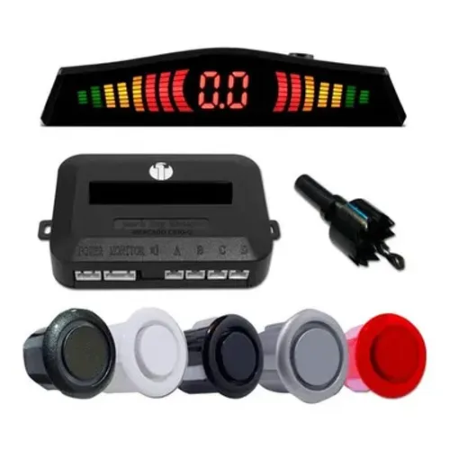 Sensor Estacionamento Ré 4 Pontos Prata Display Led
