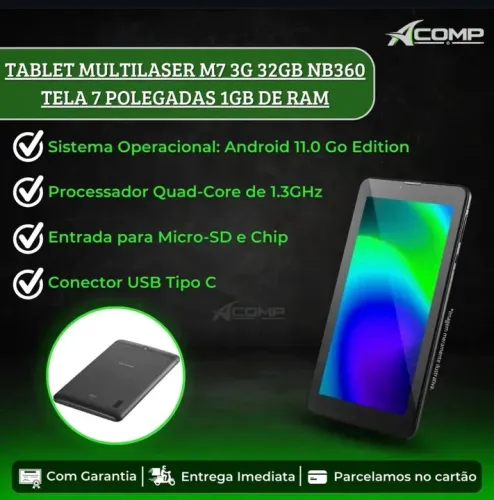 Tablet Multilaser M7 3G 32GB NB360 Tela 7 Polegadas 1GB RAM