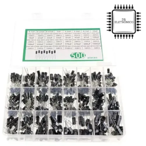 Kit Capacitores Eletrolítico 500pcs 24valores
