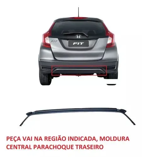 Moldura central do parachoque Traseiro Honda Fit 2018 a 2021 Original.