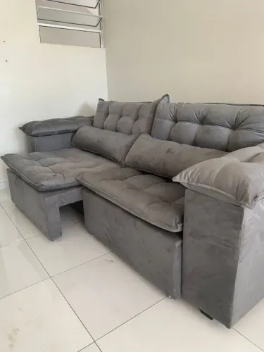 Sofá de Canto Cinza - Novo