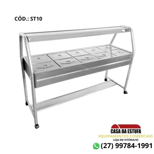 Buffet Self Service 10 Cubas GN 1/2 Quentes Inox 127V - IBET