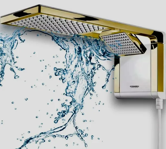 Chuveiro Ducha Elétrica Duo Luxo Dourado brilho