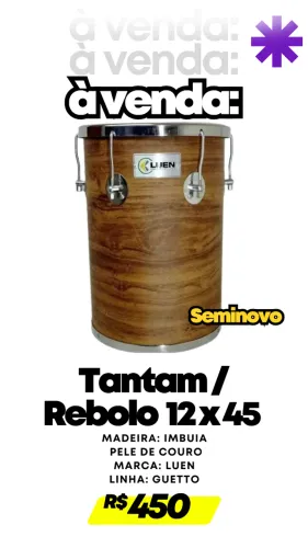 Rebolo Luen Guetto Profissional 12''x45 | Imbuia | Pele de Couro de Cabra | Seminovo