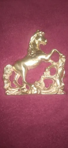 Placa decorativa de bronze antiga para parede,  formato de cavalo 
