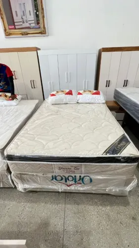 Conjunto Box Casal Glamour Ortolar Molas Escadas Com Tampo Em Malha Fria 