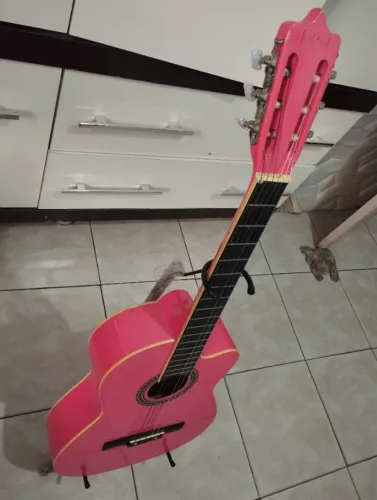 Violão Black Wood Rosa Com Suporte Usado