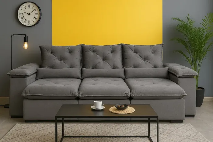 Sofá Retrátil Reclinável 2,75m Canadá com Pillow t43