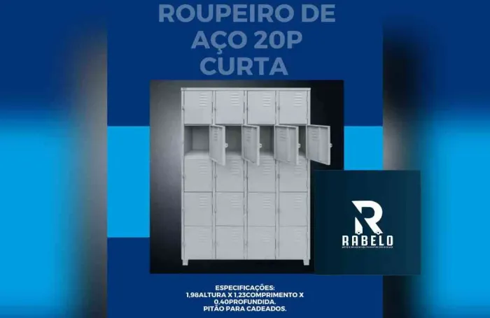 Roupeiro de Aço com 20 portas e pitão para cadeado em até 5x sem juros no cartão