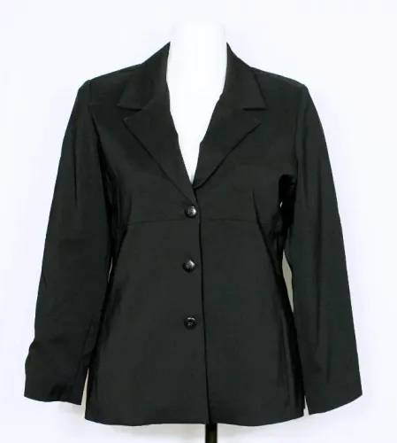 Blazer social alfaiataria feminino preto plus size alongado - Veste GG - Ref. 5040
