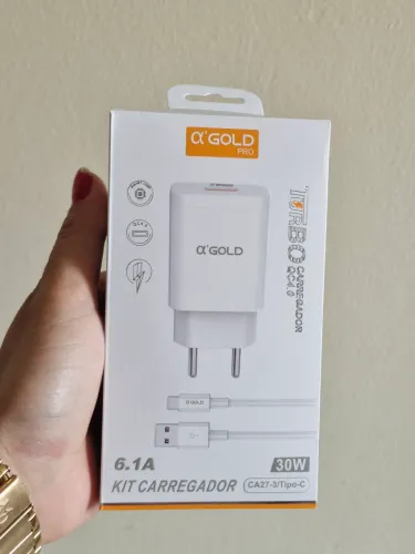 Carregador Agold Tipo C Turbo Usb 30w 6.0 Ah Para Android