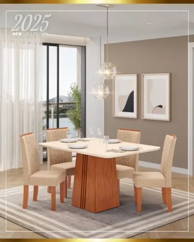 Mesa de Jantar Elegante mesa com 4 cadeiras