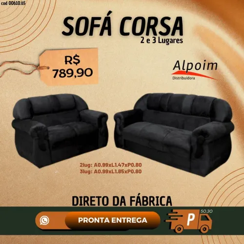 Sofá Corsa 2 e 3 Lugares - Direto da Fábrica
