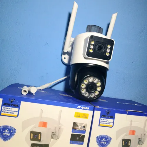 Câmera Externa com Alarme 2 lentes giro 360 Wi-Fi