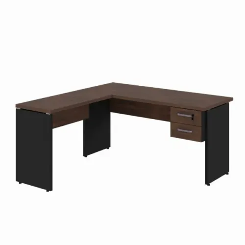 Mesa Home Office Em L Marsala Preto Estilo Moderno 23477