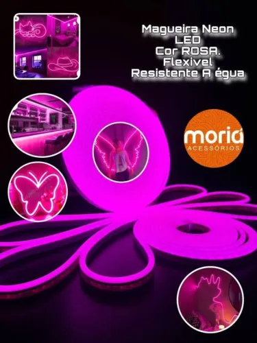 Mangueira Neon LED Cor ROSA. Flexivel Resistente A égua
