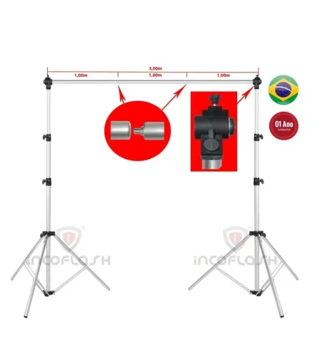 Suporte para fundo 3,10mx3,00m portátil reforçado - Fabricação Nacional