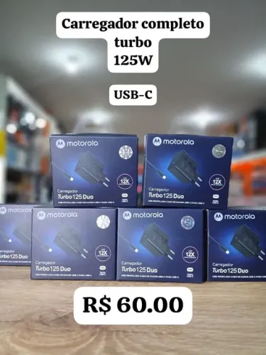 Carregador 125w Super Rápido Turbo e Seguro Tipo-c Motorola certificado pela Aneel