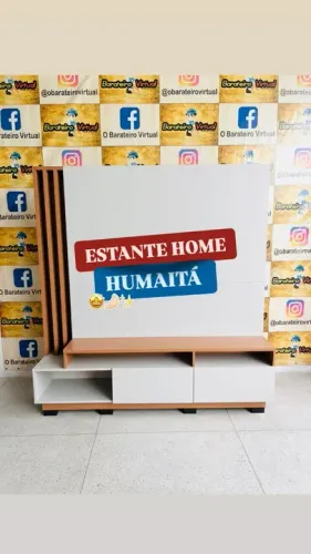 Estante Home Theater com Led Para TV até 75 Polegadas 2 Portas Humaitá Off White Matte/Fre