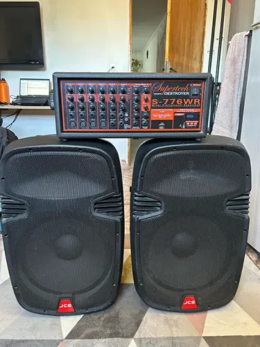 Som profissional Supertech S-776WR - 2 caixas + Mixer