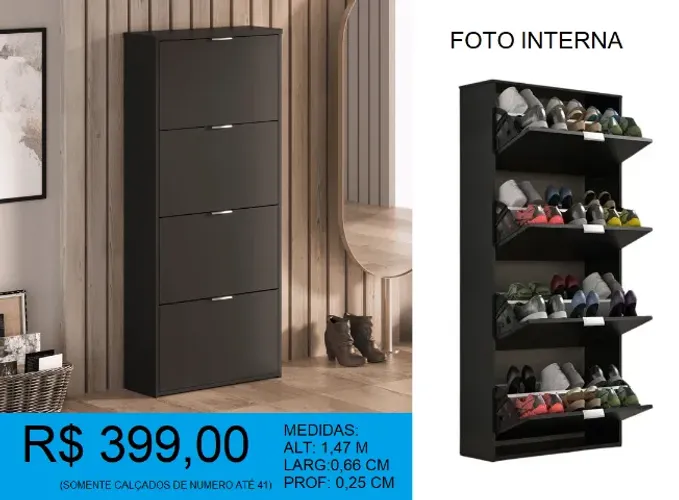 sapateira 4 gavetas otimizar espaço