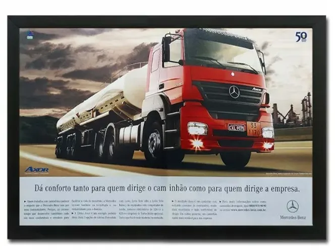 Caminhão Mercedes Axor ou 1938 S - Quadro / pôster decorativo com propaganda de revista