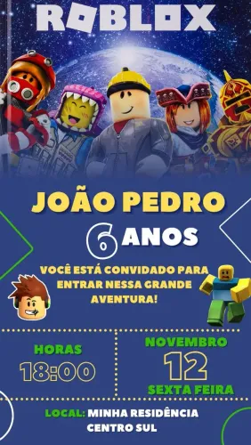 CONVITE  DIGITAL SIMPLES ROBLOX