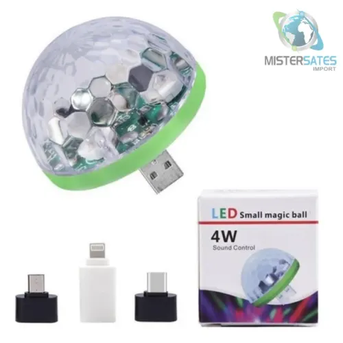 Mini Lâmpada Led Globo Giratória Rgb Magic Ball Para Celular - COD 982
