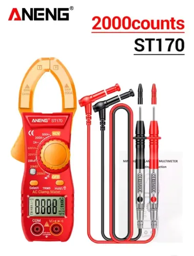 Alicate amperímetro ANENG ST170 Clamp Meter possui uma tela de luz de fundo HD