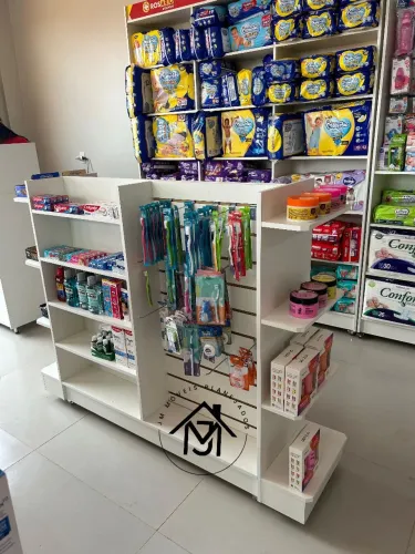 Expositor de loja/farmácia branco para organização