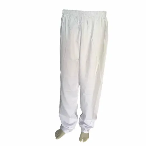 CALÇA BRIM BRANCO COM ELÁSTICO E CADARÇO SEM BOLSOS