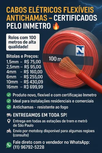 Cabos Elétricos Flexíveis Antichamas - Certificados Inmetro