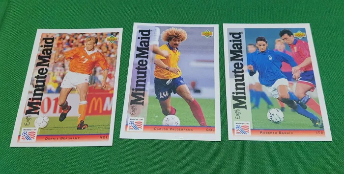 3 Antigos Cards Copa 1994 Valderrama, Baggio e Bergkamp